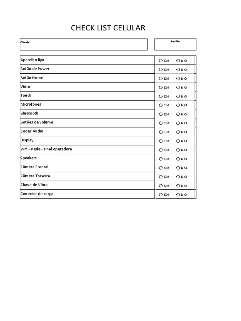 Checklist de Verificação de Celular | PDF