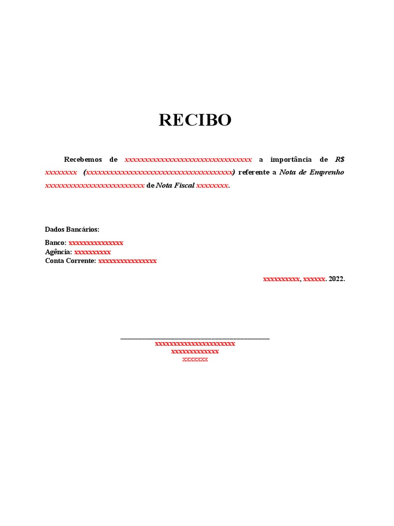 Modelo de Recibo de Pagamento 2022 | PDF