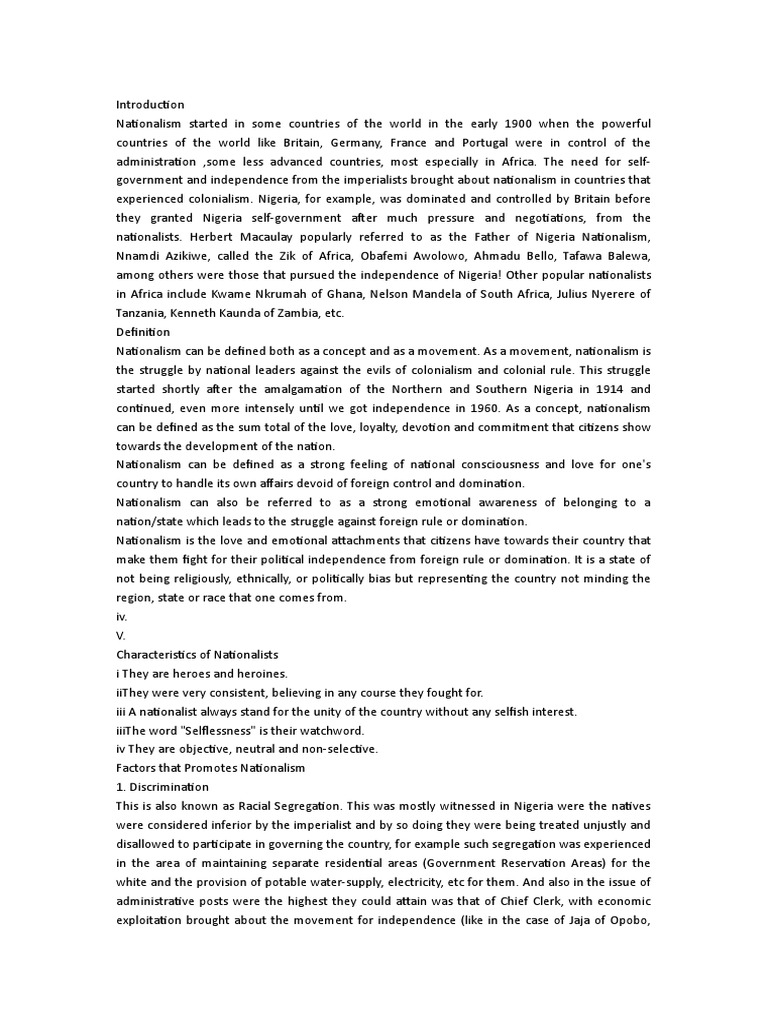 Year 10 Civic Nationalism Note | PDF | Nigeria