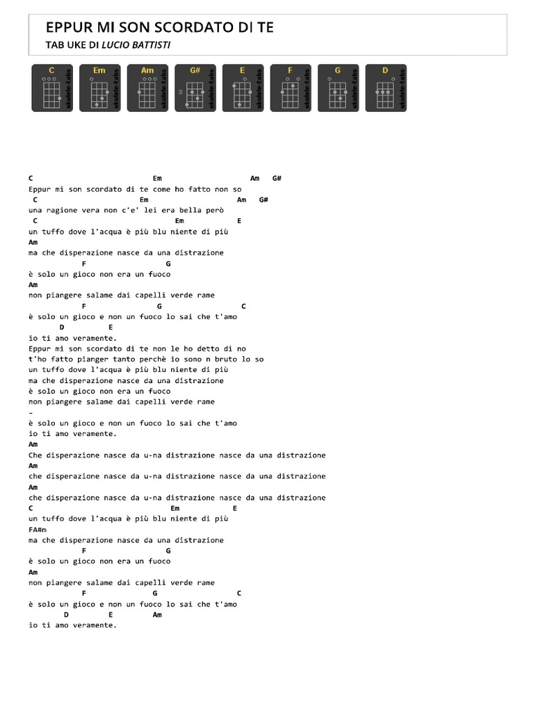Eppur Mi Son Scordato Di Te Tab uke di Lucio Battisti PDF