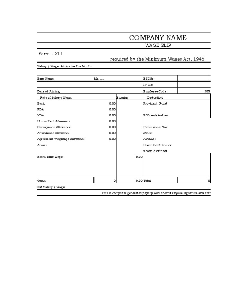 Payslip Format | PDF