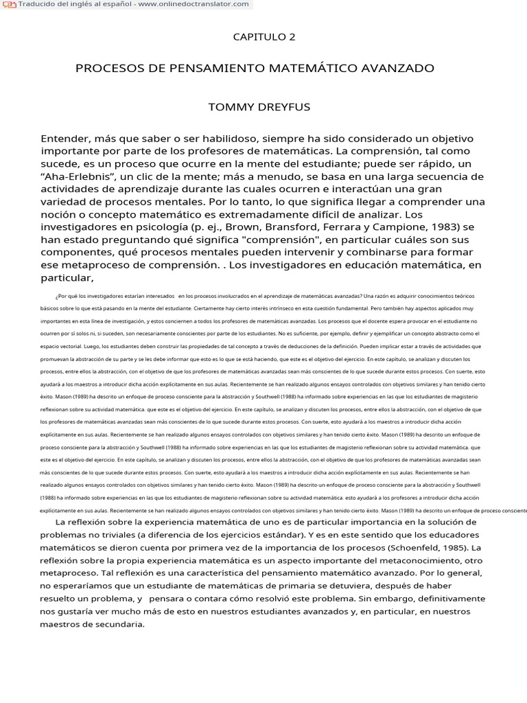 Procesos de Pensamiento Matemático Avanzado | PDF | Pensamiento ...