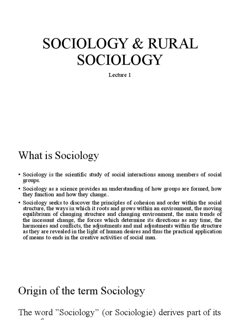 Understanding Rural Sociology Basics | PDF | Sociology | Society