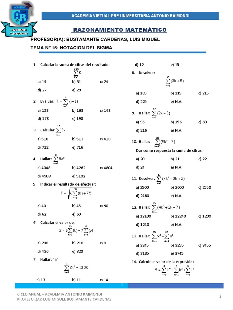 Notacion Del Sigma Pdf