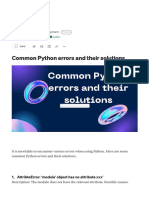 Common Python Errors (By Python Data Development 2023)