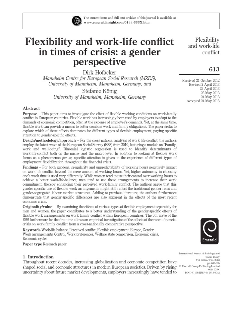 Flexibility and Work-Life Conflict | PDF | Employment | Working Time