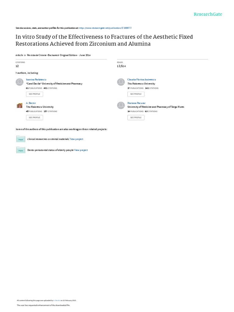 Zirconium vs Alumina: Fracture Study | PDF | Zirconium Dioxide | Materials