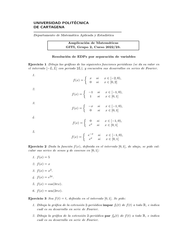 Resolución de EDPs y Series de Fourier | PDF | Matemáticas | Objetos ...