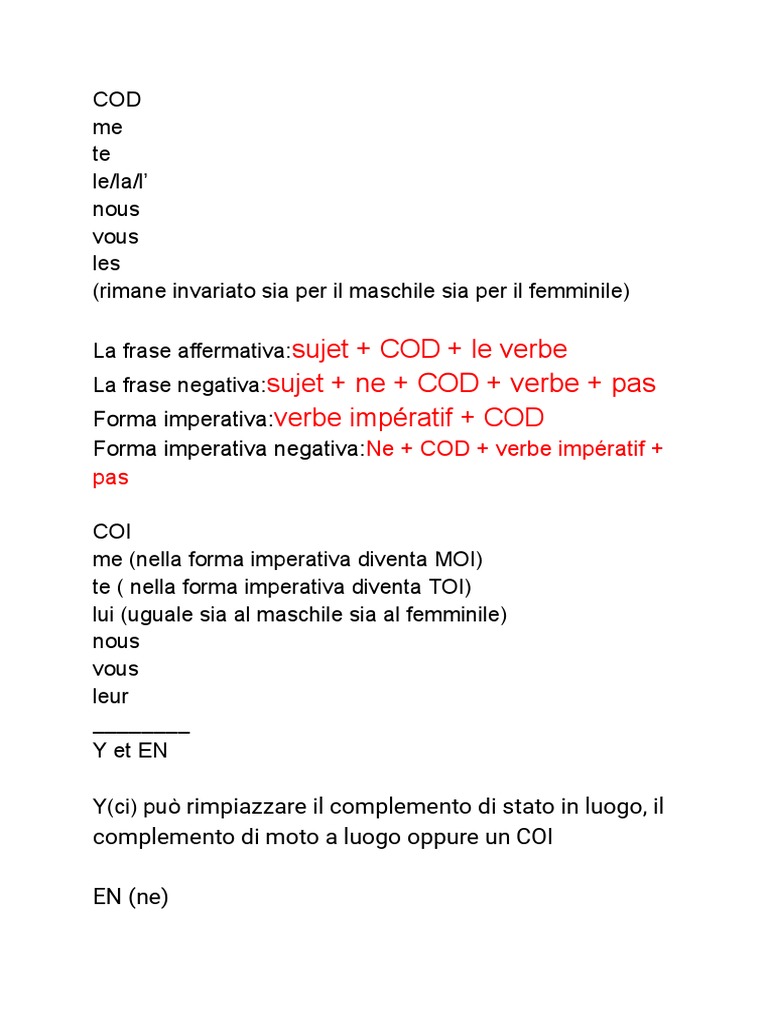 COD Et COI Francese | PDF