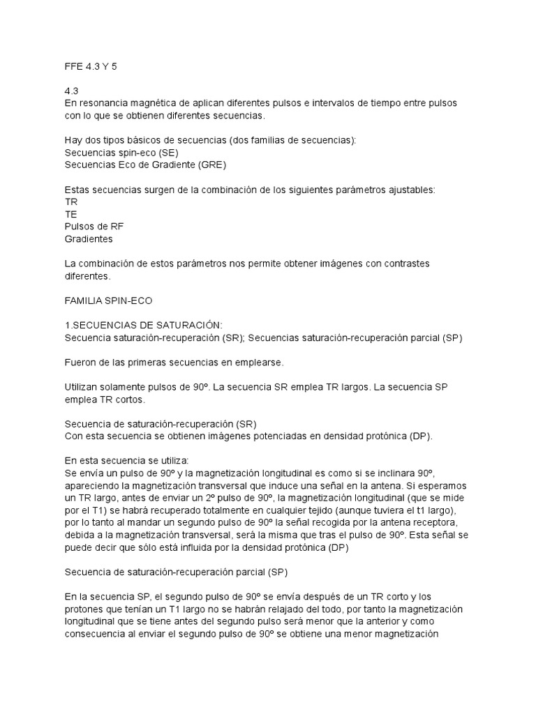 Secuencias FFE en Resonancia Magnética | PDF | Frecuencia de radio | Radio