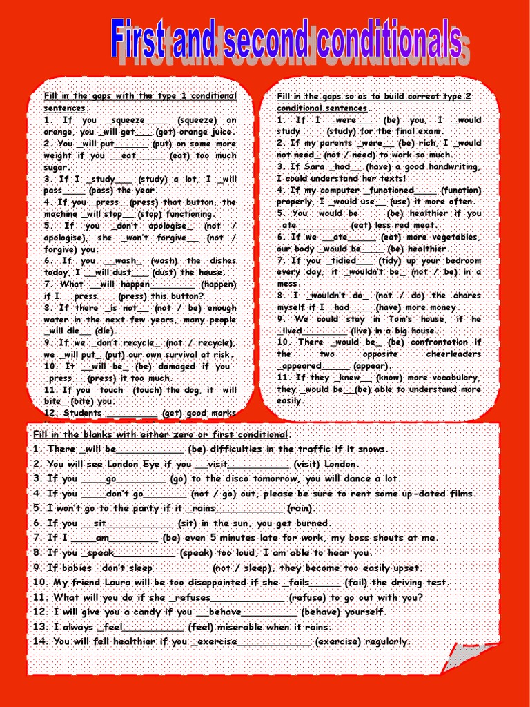 Type 1 and 2 Conditional Exercises | PDF