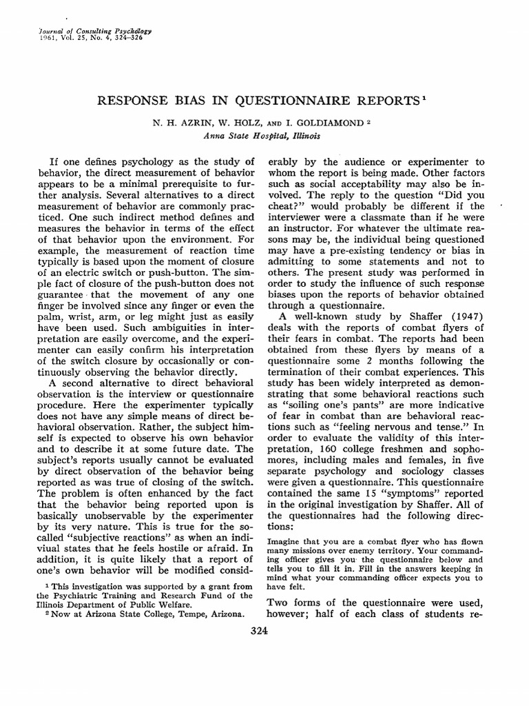 Azin holz goldiamond 1961 response bias in questionnaire r