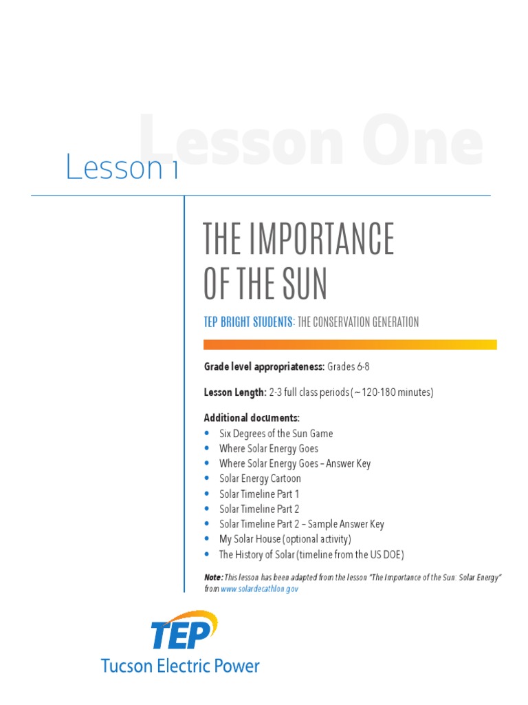 Tep Rep Lesson+1 | PDF | Solar Energy | Sun