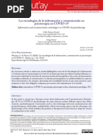 Las Tecnologías de La Información y Comunicación en Psicoterapia en COVID-19