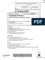 June 2020 QP - Paper 1 Edexcel Computer Science IGCSE