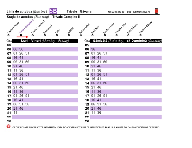 LINIA 5B Statia COMPLEX II Sensul Trivale - Gavana | PDF