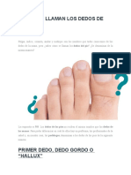 Cómo Se Llaman Los Dedos de Los Pies