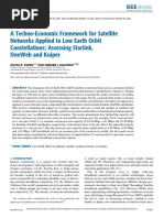 A Techno-Economic Framework For Satellite Networks Applied To Low Earth Orbit Constellations Assessing Starlink OneWeb and Kuiper