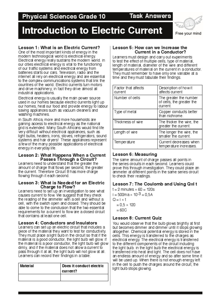 Grade 10 Electric Current Guide | PDF | Home Appliance | Electric Current