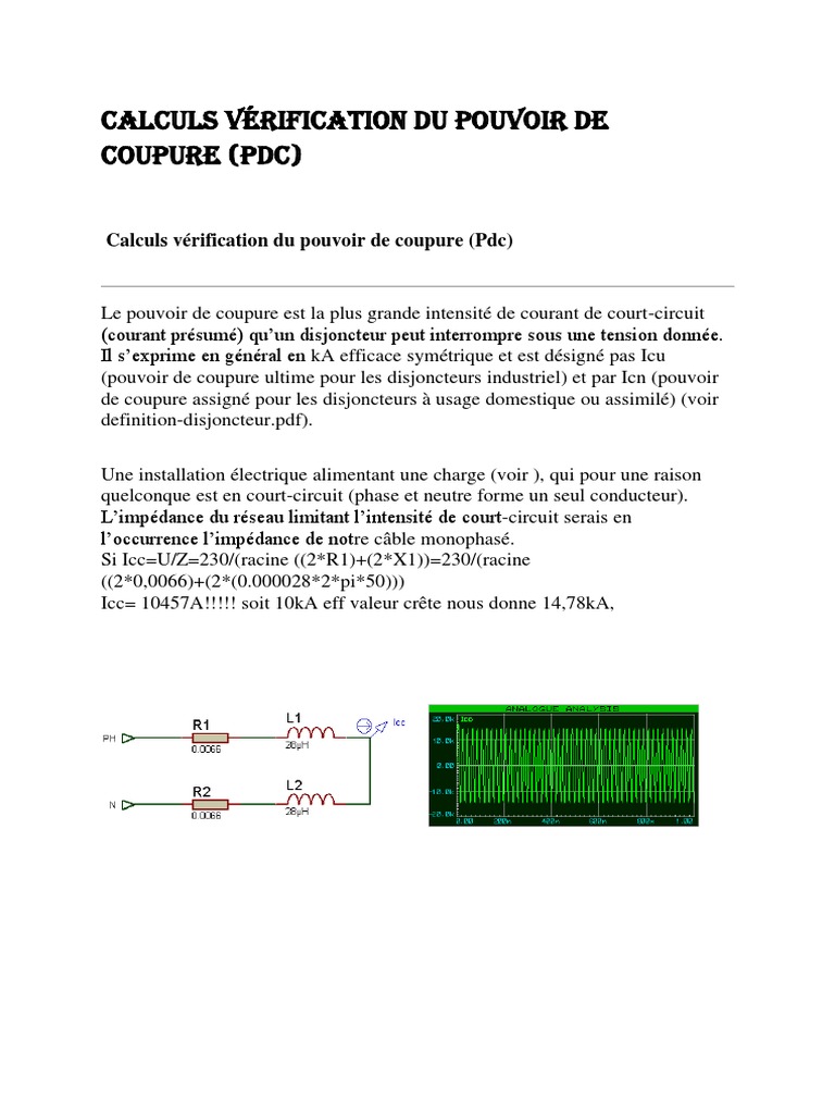 Vérification du pouvoir de coupure des disjoncteurs PDF — free download