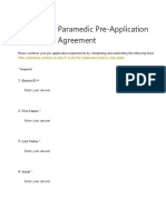 Paramedic Pre-Application Agreement