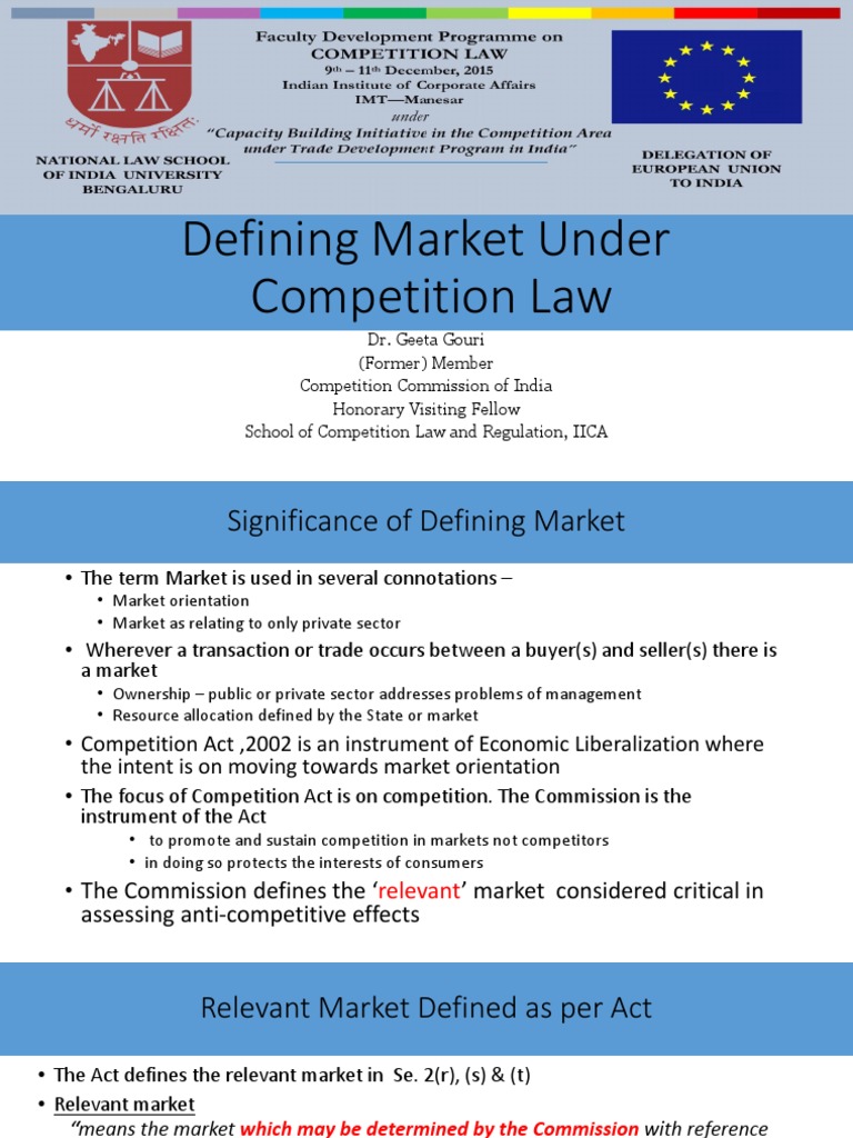 Defining Market | PDF | Market (Economics) | Competition Law