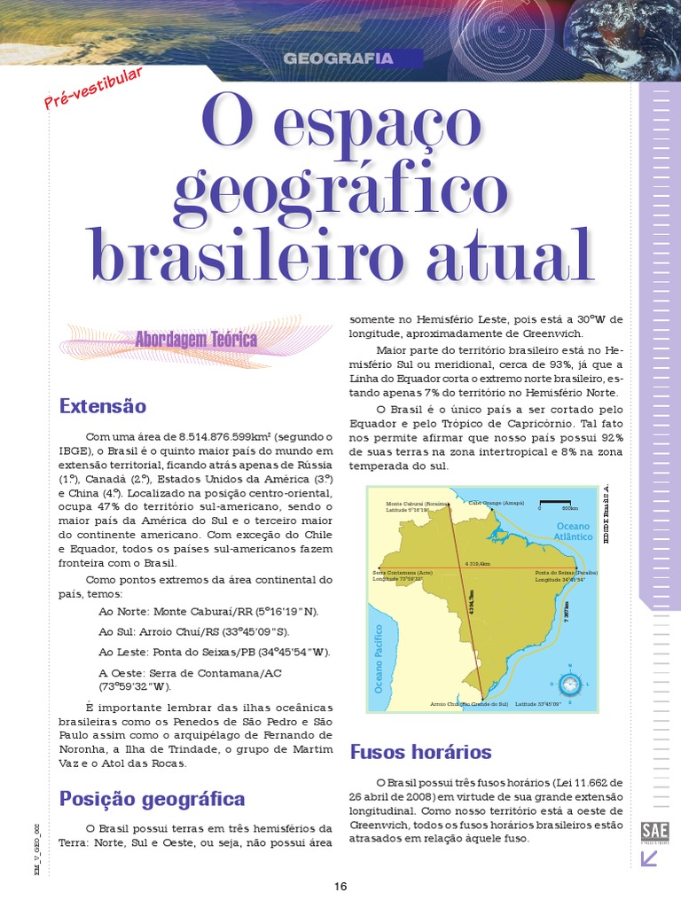 02 o Espaco Goegrafico Brasileiro Atual | PDF | Brasil | Geografia