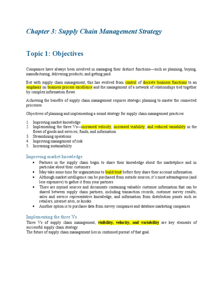 Chapter 3 Supply Chain Management Strategy | PDF | Supply Chain ...