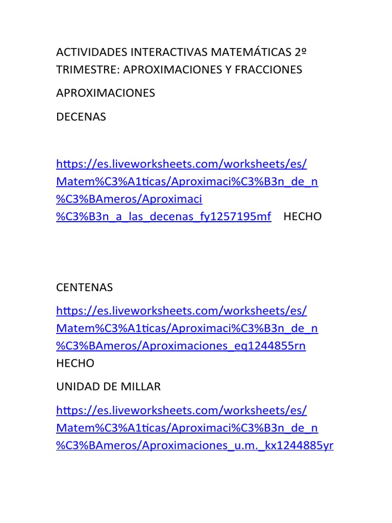 Actividades Interactivas Matemáticas 2º Trimestre | PDF | Métodos y ...