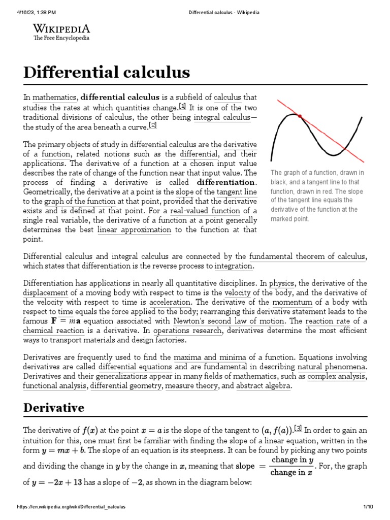 Differential Calculus Wikipedia PDF Differential Calculus Derivative