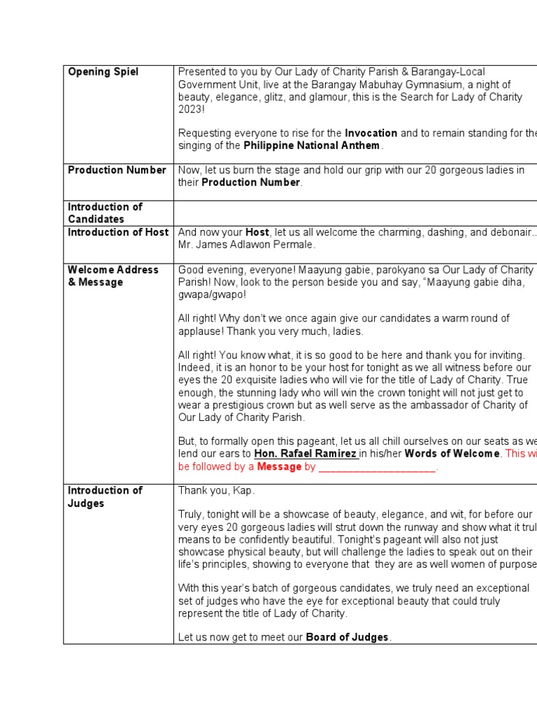 Cooking Show Pageant Meaning