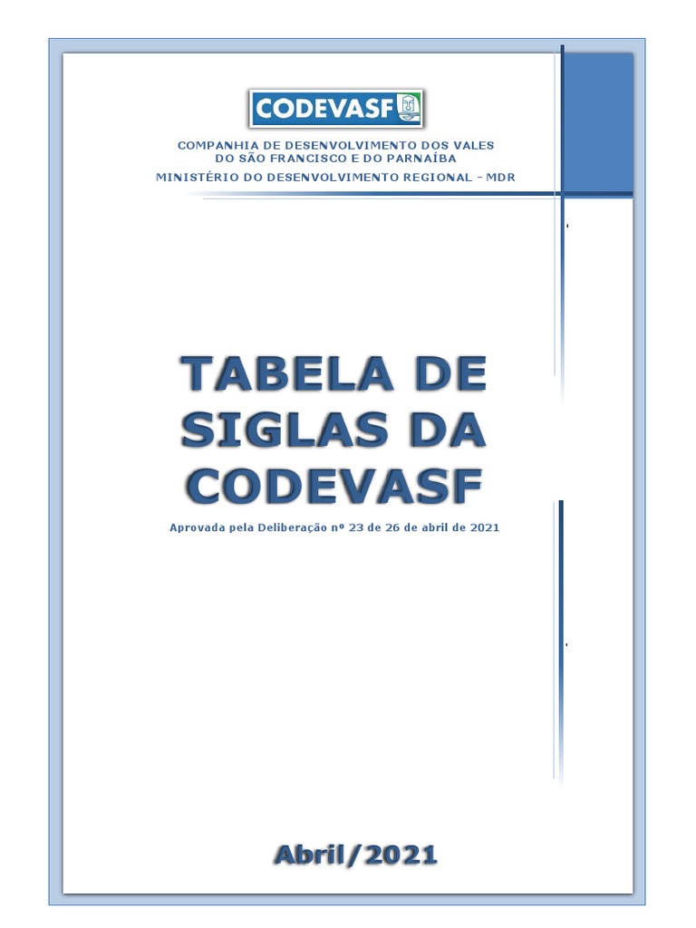 TAB Siglas - Regimento.Interno - Da.codevasf A 2021 Del.23.2021 ...