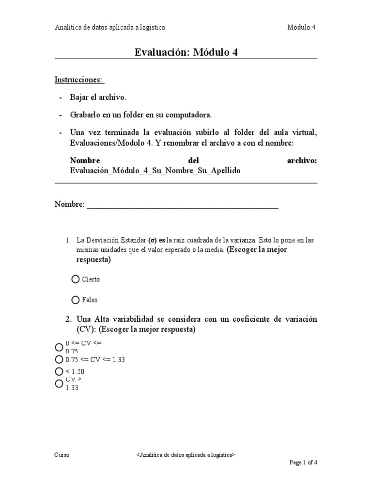 Evaluacion Modulo 4 | PDF | Diferencia | Informática