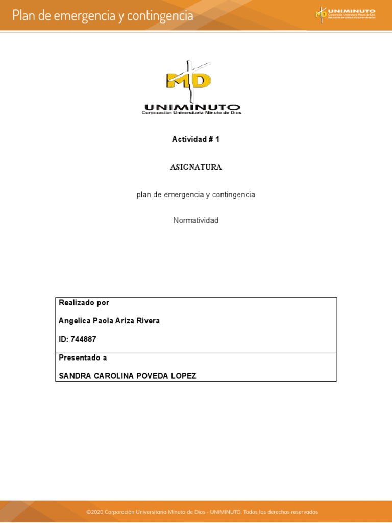 Plan de Emergencia y Contingencia | PDF | Emergencia | Valores