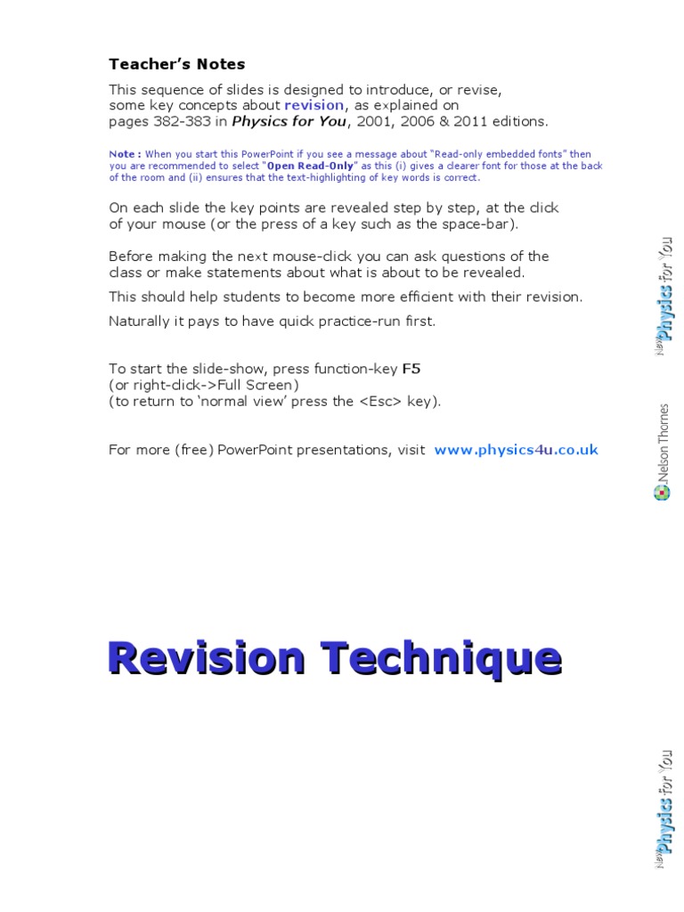Effective Revision Techniques for Students | PDF