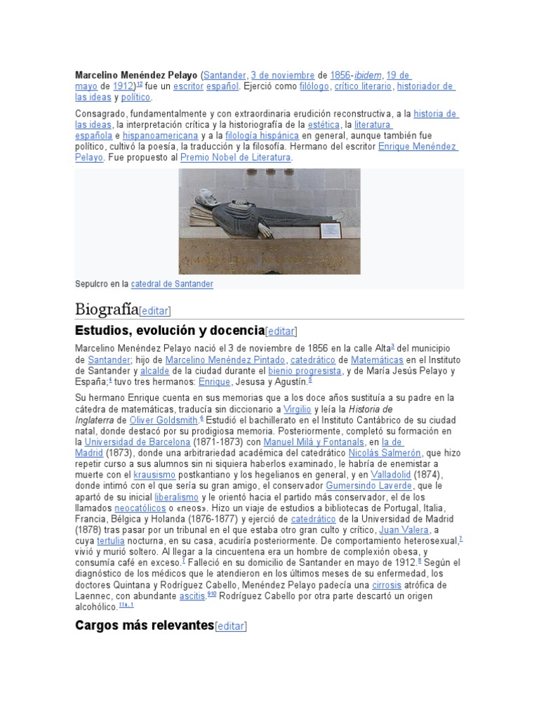 Marcelino Menéndez Pelayo PDF España