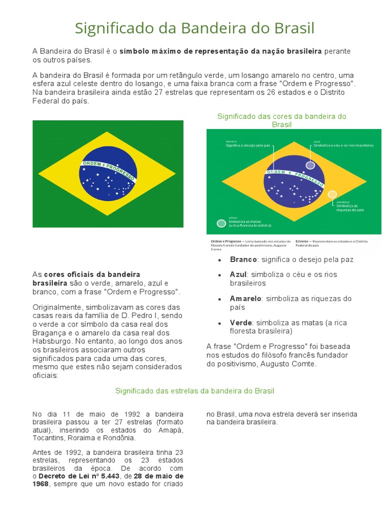 Significado das Cores da Bandeira do Brasil | PDF | Brasil