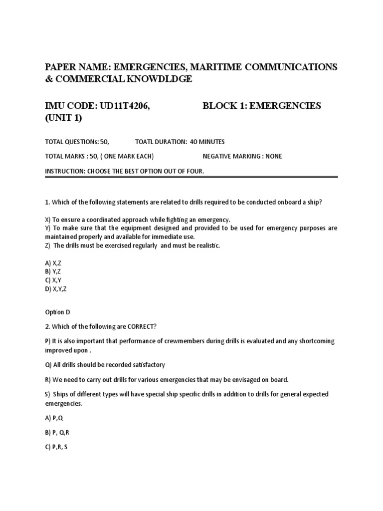 2 Second Sem t206 Emergencies Unit 1 Emergency Drills PDF