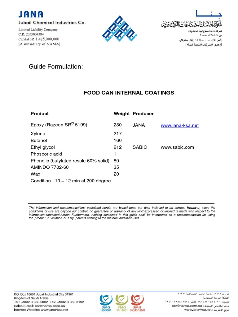 Food Can Internal Coatings | PDF
