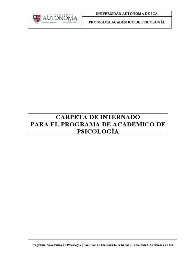 Carpeta de Internado de Psicologia | PDF | Planificación | Sicología