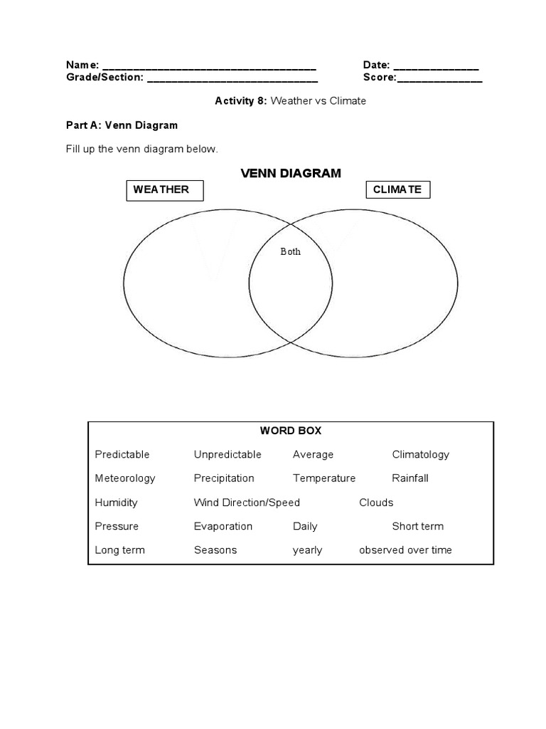 Weather vs Climate: Student Activity | PDF | Weather | Rain
