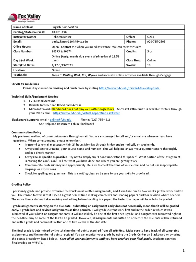 Online English Composition Course Details | PDF | Academic Dishonesty