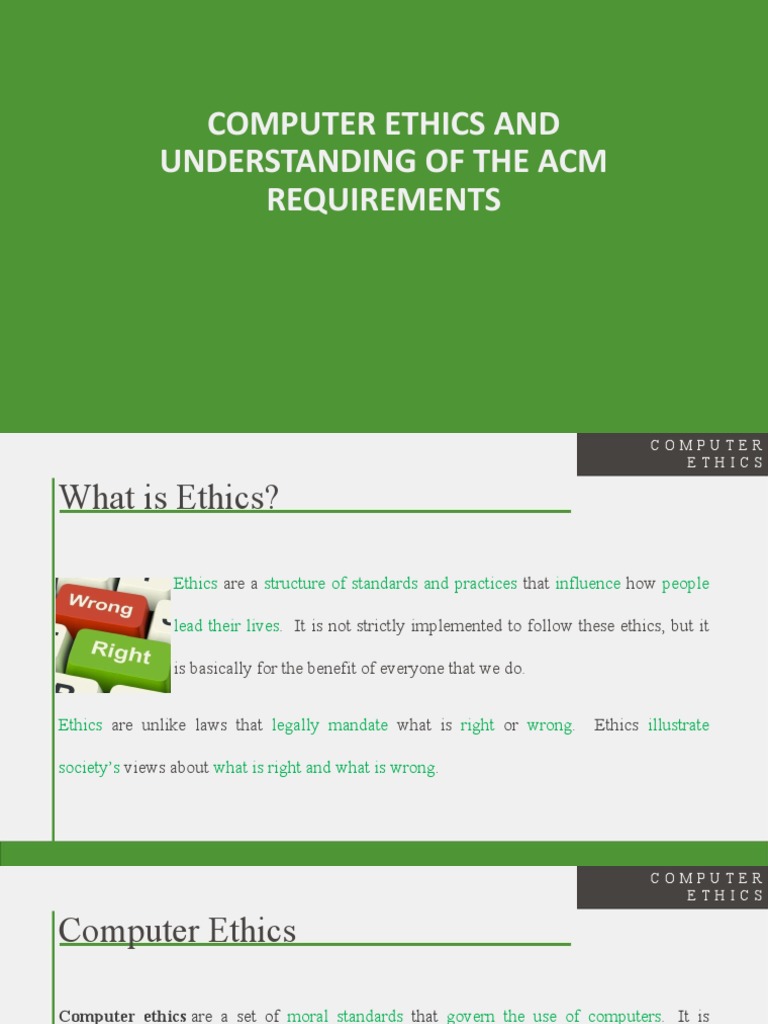 Computer ethics and understanding of the acm requirements pdf