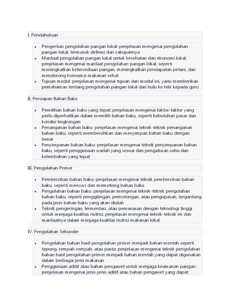 Kerangka Modul Pengolahan | PDF