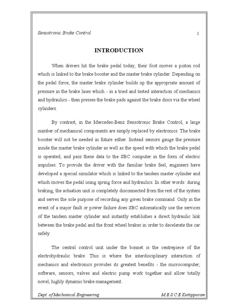 Sensotronic Brake Control SBC PDF Anti Lock Braking System