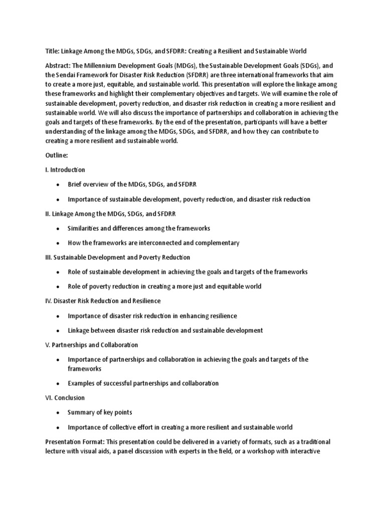 MDGs, SDGs, SFDRR: Interlinked Goals | PDF | Millennium Development ...