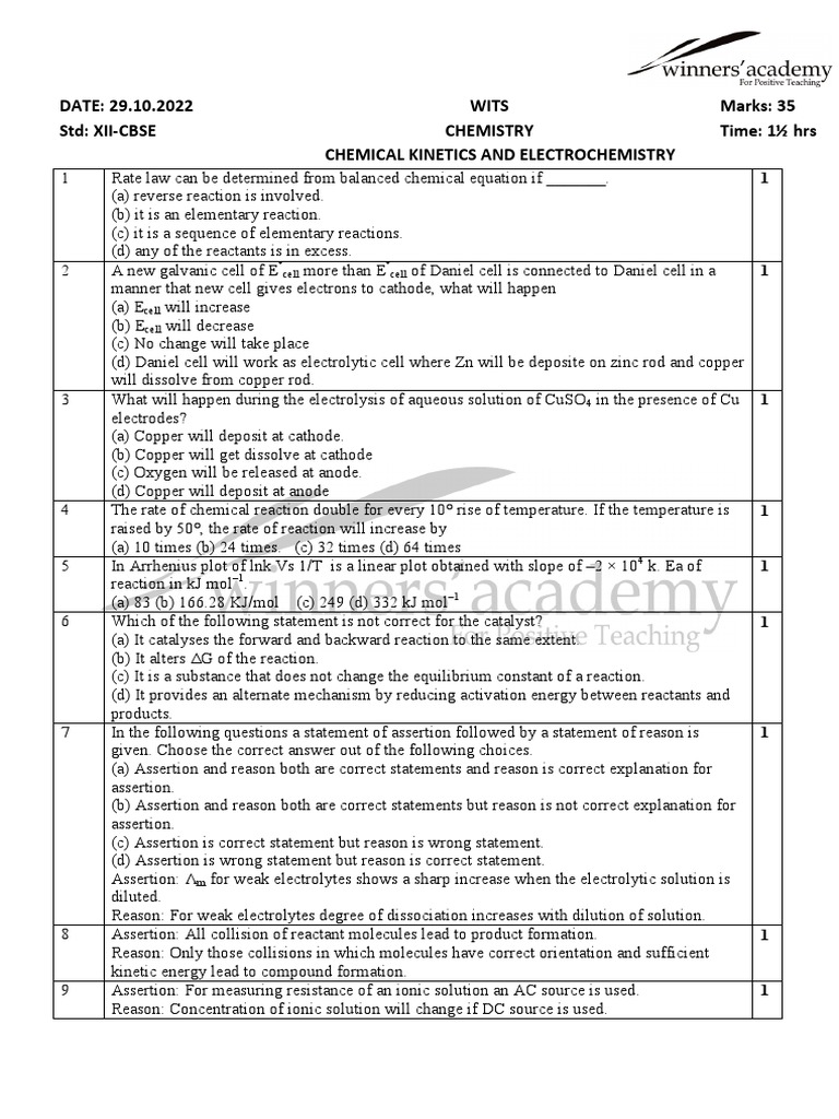 Chemical and Electrochemistry PDF Electrochemistry