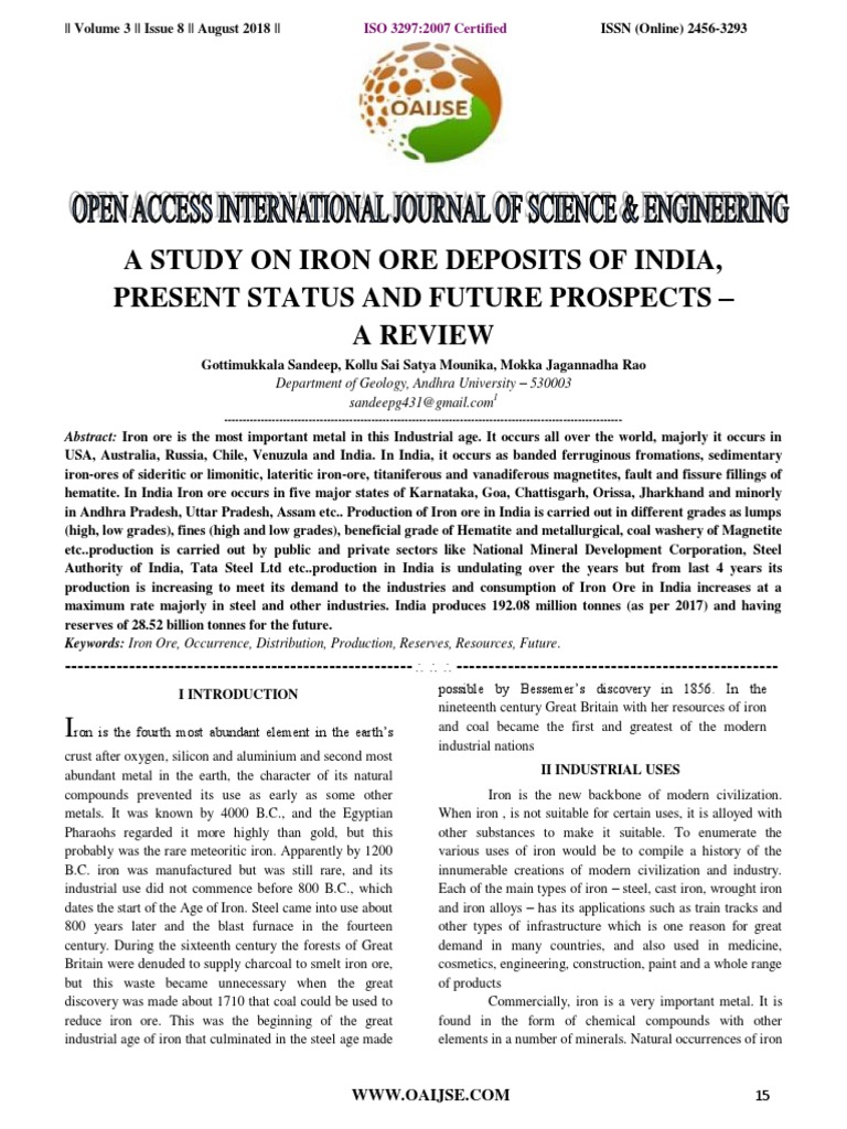 Iron Ore Deposits and Prospects in India | PDF | Iron Ore | Mining