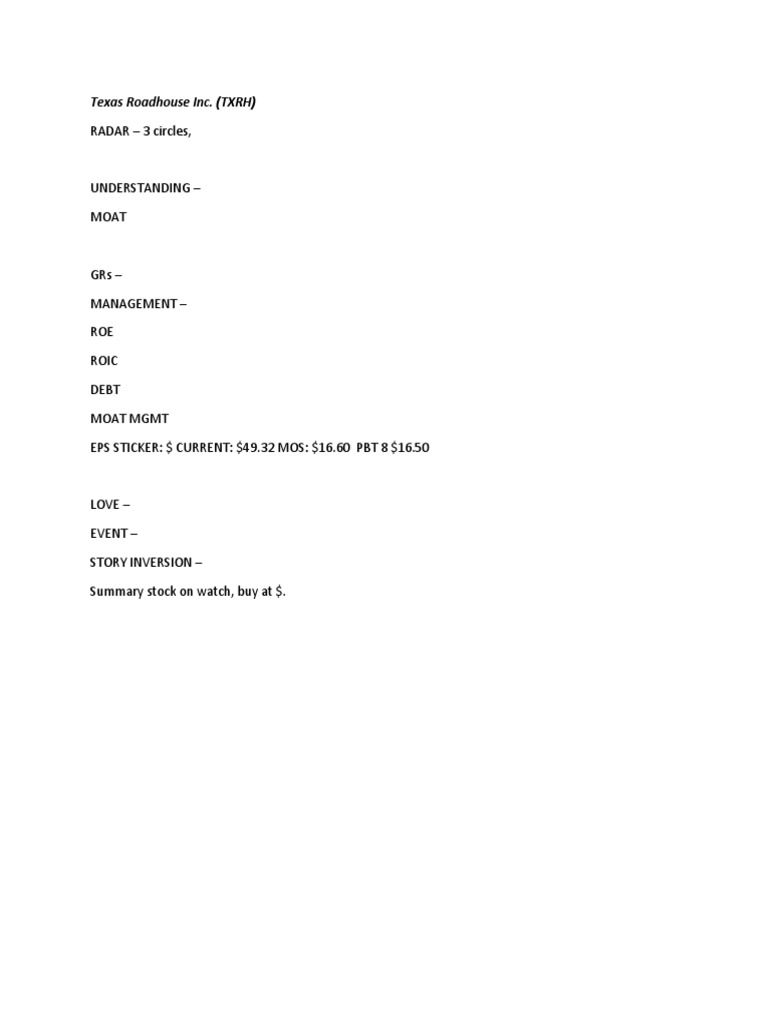 Texas Roadhouse Inc PDF