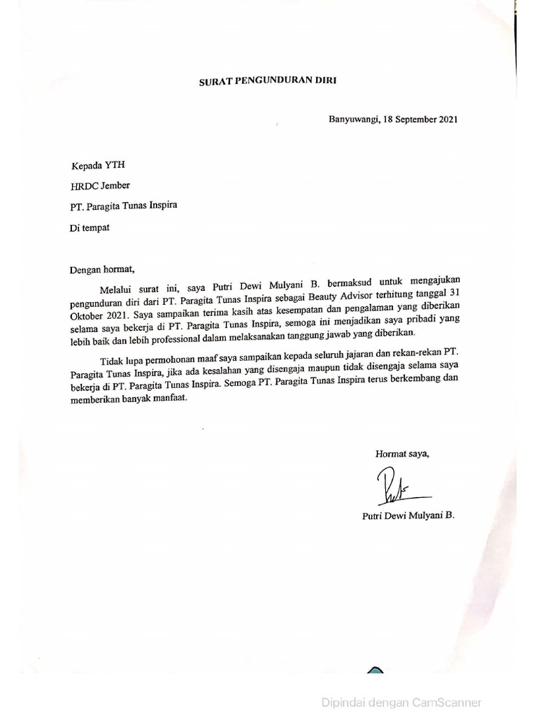 Surat Pengunduran Diri PDF
